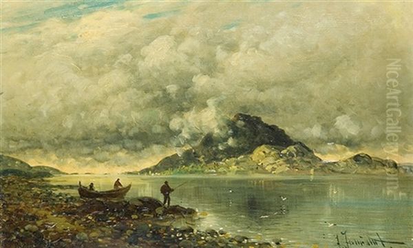 By The Fiord Oil Painting by Johann II Jungblut