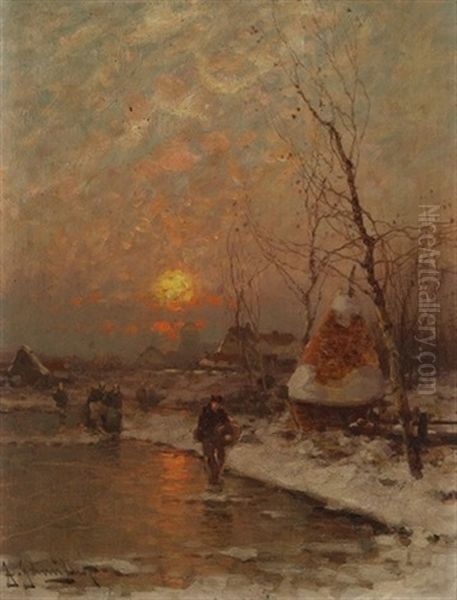 Winterlandschaft Oil Painting by Johann II Jungblut