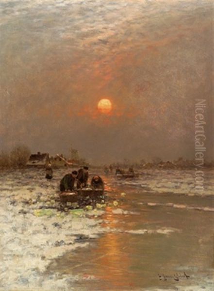 Sonnenuntergang Oil Painting by Johann II Jungblut