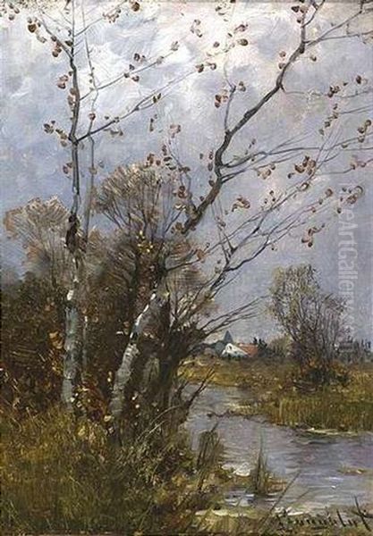 Herbstliche Flusslandschaft Oil Painting by Johann II Jungblut