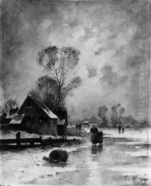 Abendliche Winterlandschaft Oil Painting by Johann II Jungblut