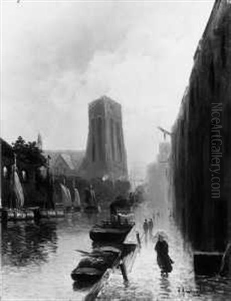 In Dordrecht Oil Painting by Johann II Jungblut