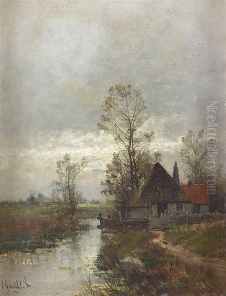 Abendliche Landschaft Mit Bauernhaus Oil Painting by Johann II Jungblut