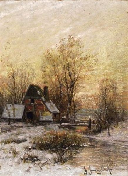 Winterlandschaft Im Abendlicht Oil Painting by Johann II Jungblut