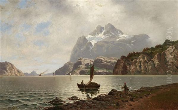 Norwegischer Fjord Oil Painting by Johann II Jungblut