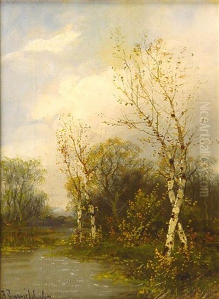 Erstes Grun Im Vorfruhling Oil Painting by Johann II Jungblut