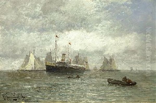 Start Zur Segelregatta Oil Painting by Johann II Jungblut