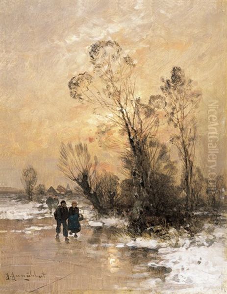 Winterlandschap Oil Painting by Johann II Jungblut