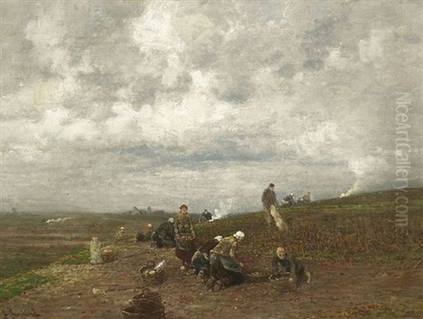 Die Kartoffelernte Oil Painting by Johann II Jungblut