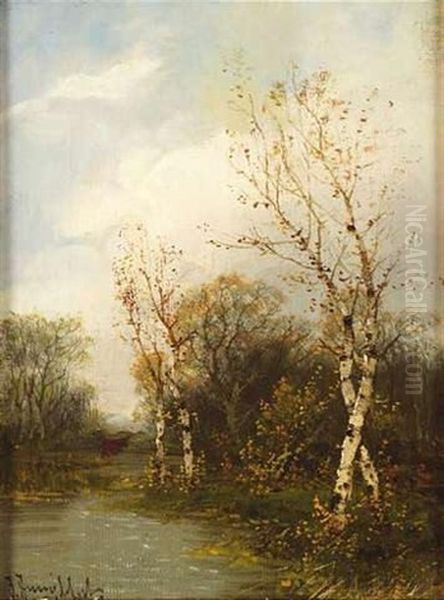 Sumpflandschaft Mit Birken Oil Painting by Johann II Jungblut