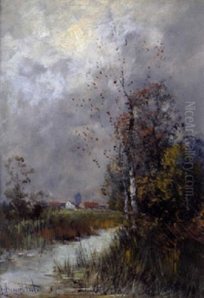 Herbstlicher Bachlauf Am Niederrhein Oil Painting by Johann II Jungblut