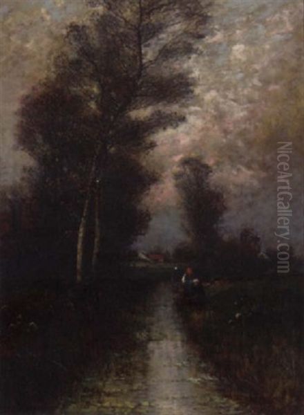 Peasant Women By A Stream In Autumn Oil Painting by Johann II Jungblut