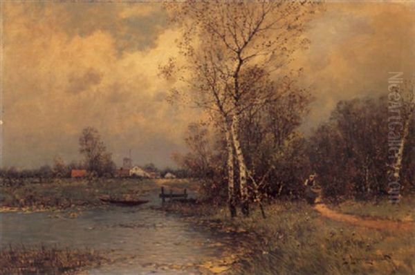 On The Path Oil Painting by Johann II Jungblut