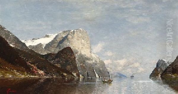 Norwegische Fjordlandschaft Oil Painting by Johann II Jungblut