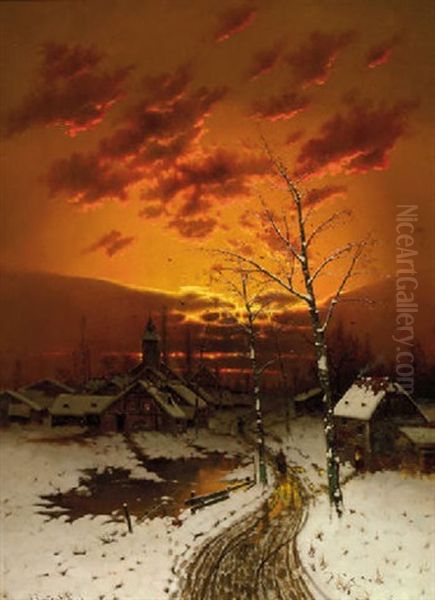 Winterabend Oil Painting by Johann II Jungblut