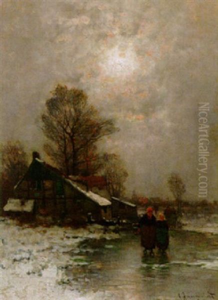 Winterabend Oil Painting by Johann II Jungblut