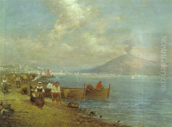 Fischer Am Strand Von Neapel Oil Painting by Johann II Jungblut