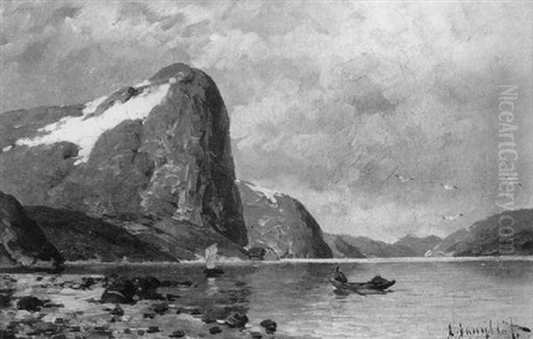Fjord Mit Fischerbooten Oil Painting by Johann II Jungblut