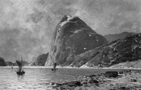 Fjord Mit Fischerbooten Oil Painting by Johann II Jungblut