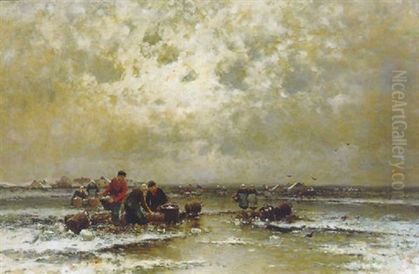 Winterlandschap Met Vissers Op Het Ijs Oil Painting by Johann II Jungblut