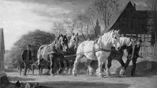 Heimkehrender Viererzug Oil Painting by Johann II Jungblut