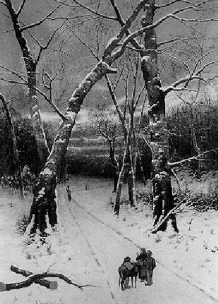 Holzsammler Im Winterwald Oil Painting by Johann II Jungblut