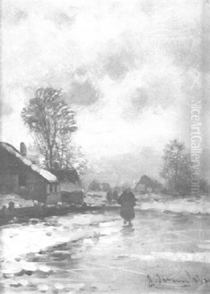 Abendliche Winterlandschaft Oil Painting by Johann II Jungblut