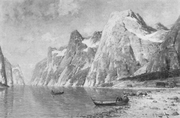 Norwegische Fjordlandschaft Im Sommer Oil Painting by Johann II Jungblut
