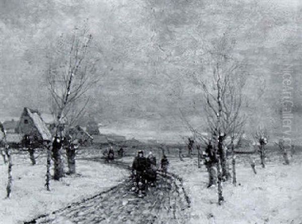 Bauern Auf Dem Weg Durch Eis Und Schnee Oil Painting by Johann II Jungblut