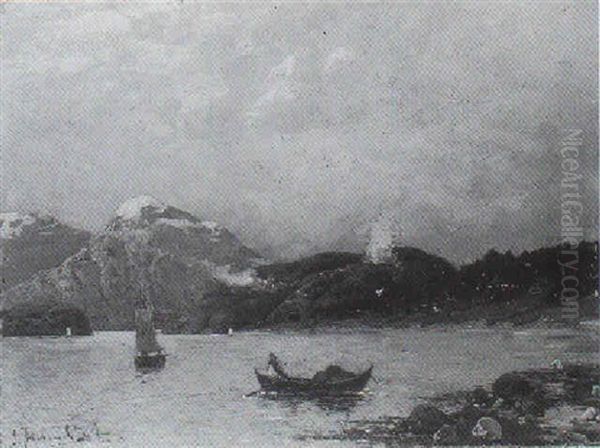 Norwegische Fjordlandschaft Mit Fischerbooten Oil Painting by Johann II Jungblut