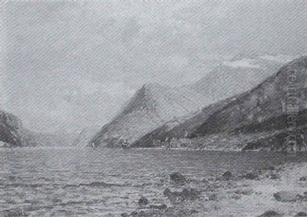 Norwegische Fjordlandschaft Oil Painting by Johann II Jungblut