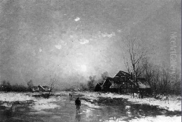 Abendliche Winterlandschaft Oil Painting by Johann II Jungblut