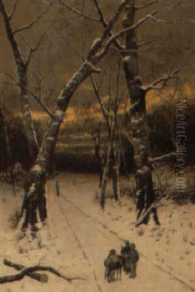 Waldlandschaft Im Winter Oil Painting by Johann II Jungblut