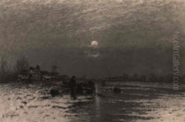 Muschelfischer Im Winter Oil Painting by Johann II Jungblut