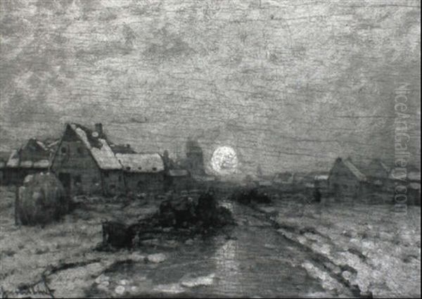Eisstockschiesen Vor Dem Dorf Oil Painting by Johann II Jungblut