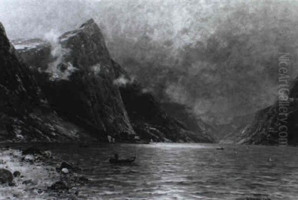 Norwegische Fjordlandschaft Oil Painting by Johann II Jungblut
