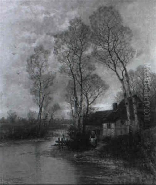 Junge Bauerinam Ufer Eines Gew,ssers Oil Painting by Johann II Jungblut