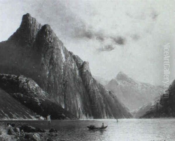 Fjordlandschaft Oil Painting by Johann II Jungblut