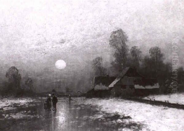 Hollandische Winterlandschaft Oil Painting by Johann II Jungblut