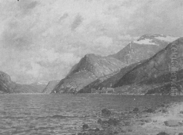 Norwegischer Fjord Oil Painting by Johann II Jungblut