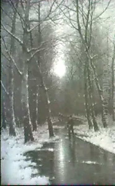 Wintertag Oil Painting by Johann II Jungblut