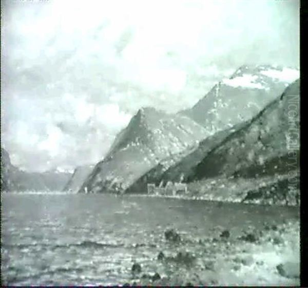 Norwegischer Fjord Im Sonnenlicht Oil Painting by Johann II Jungblut