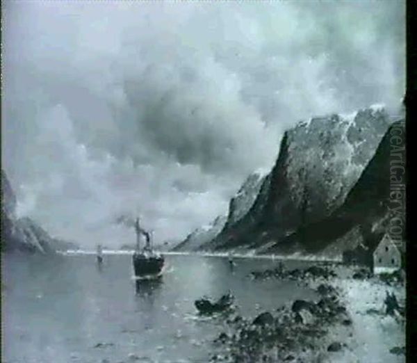 Auf Einem Verschneiten Waldweg Eine Kutsche Und Wanderer Oil Painting by Johann II Jungblut