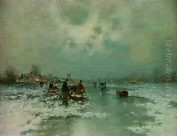 Winter Oil Painting by Johann II Jungblut