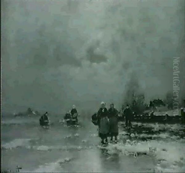 Eisfischer Oil Painting by Johann II Jungblut