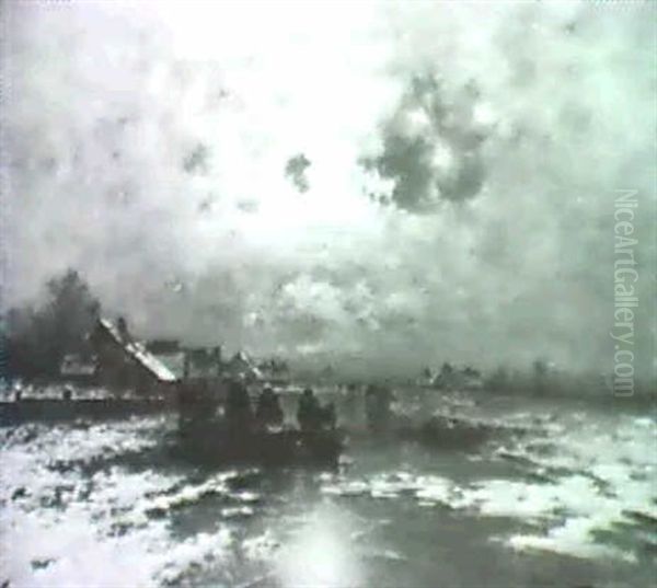 Wintertag Oil Painting by Johann II Jungblut