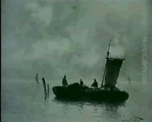 Fischerboote Auf See Oil Painting by Johann II Jungblut