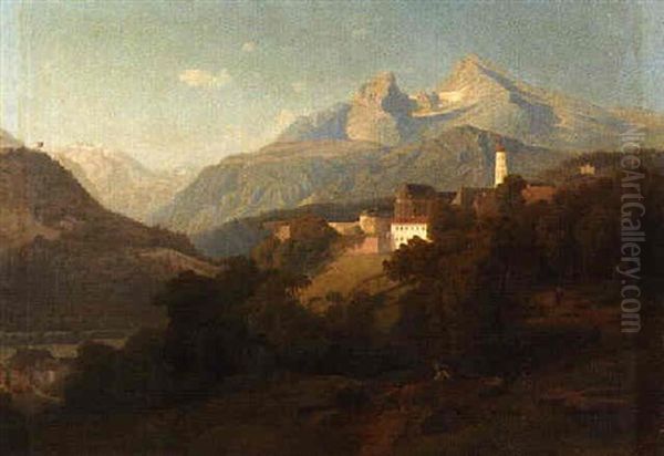Blich Auf Berchitesgaden Mit Dern Oil Painting by Carl Jungheim