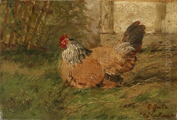 Landschaft Mit Hahn (collab. W/heinrich Hartung) Oil Painting by Carl Jutz the Elder