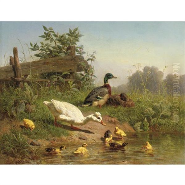A Cooling Bath Oil Painting by Carl Jutz the Elder